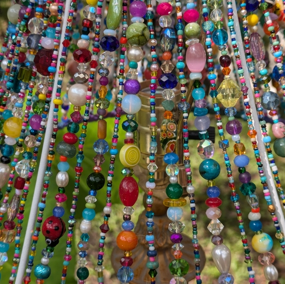 Custom ARTISAN Hand Beaded Colorful Bohemian Lampshade OOAK - Picture 5 of 17